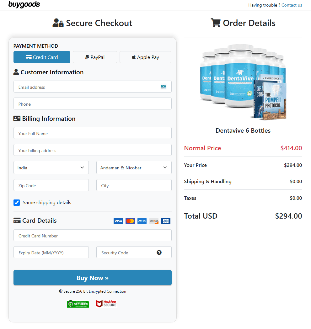 DentaVive Order Page